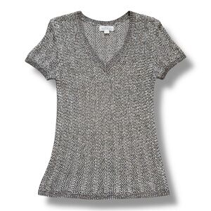Velvet by Graham & Spencer Bobbi Subtle Shine Silver Knit T-Shirt Size Small